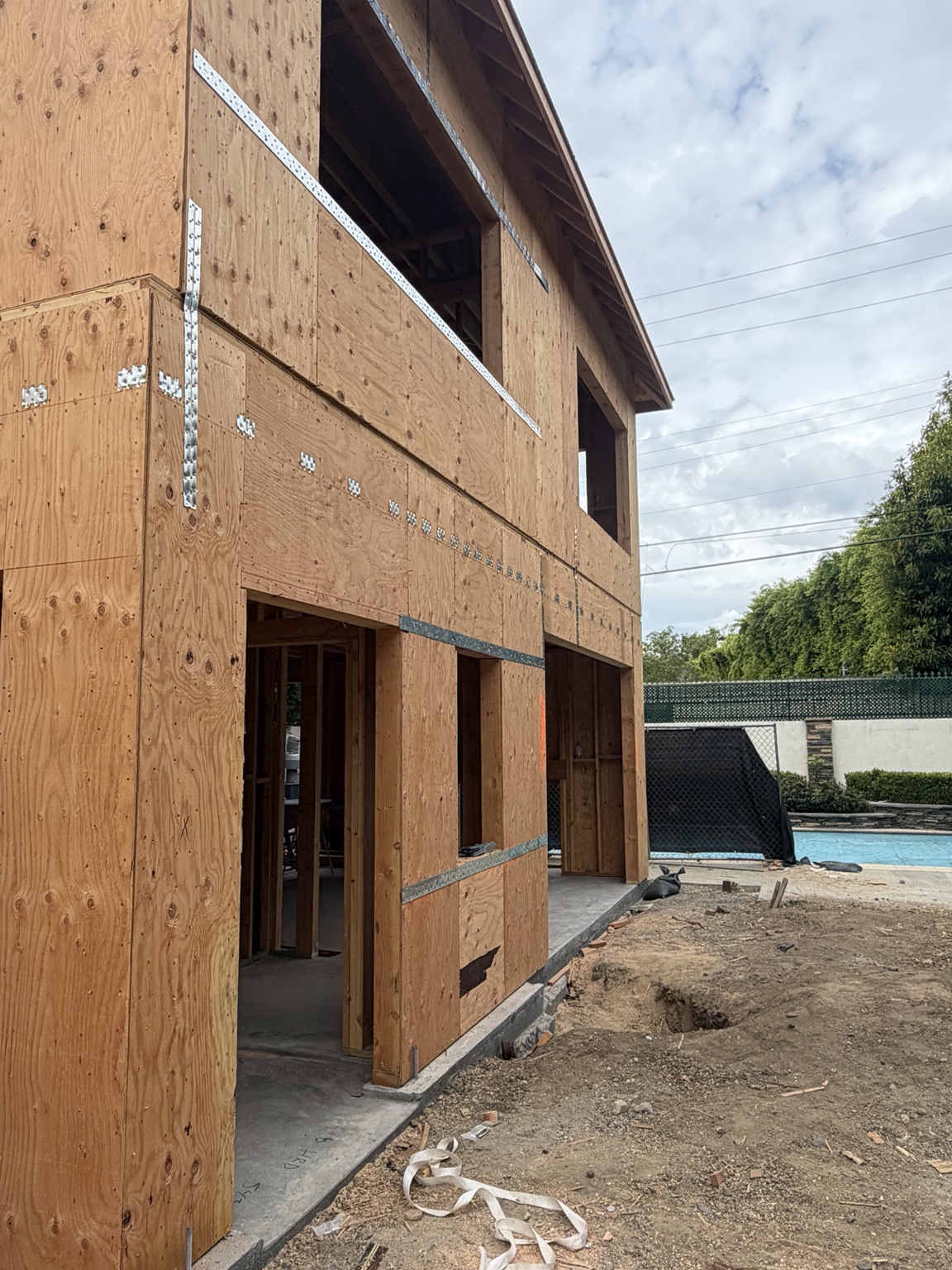 Sheathed two-story residential framing