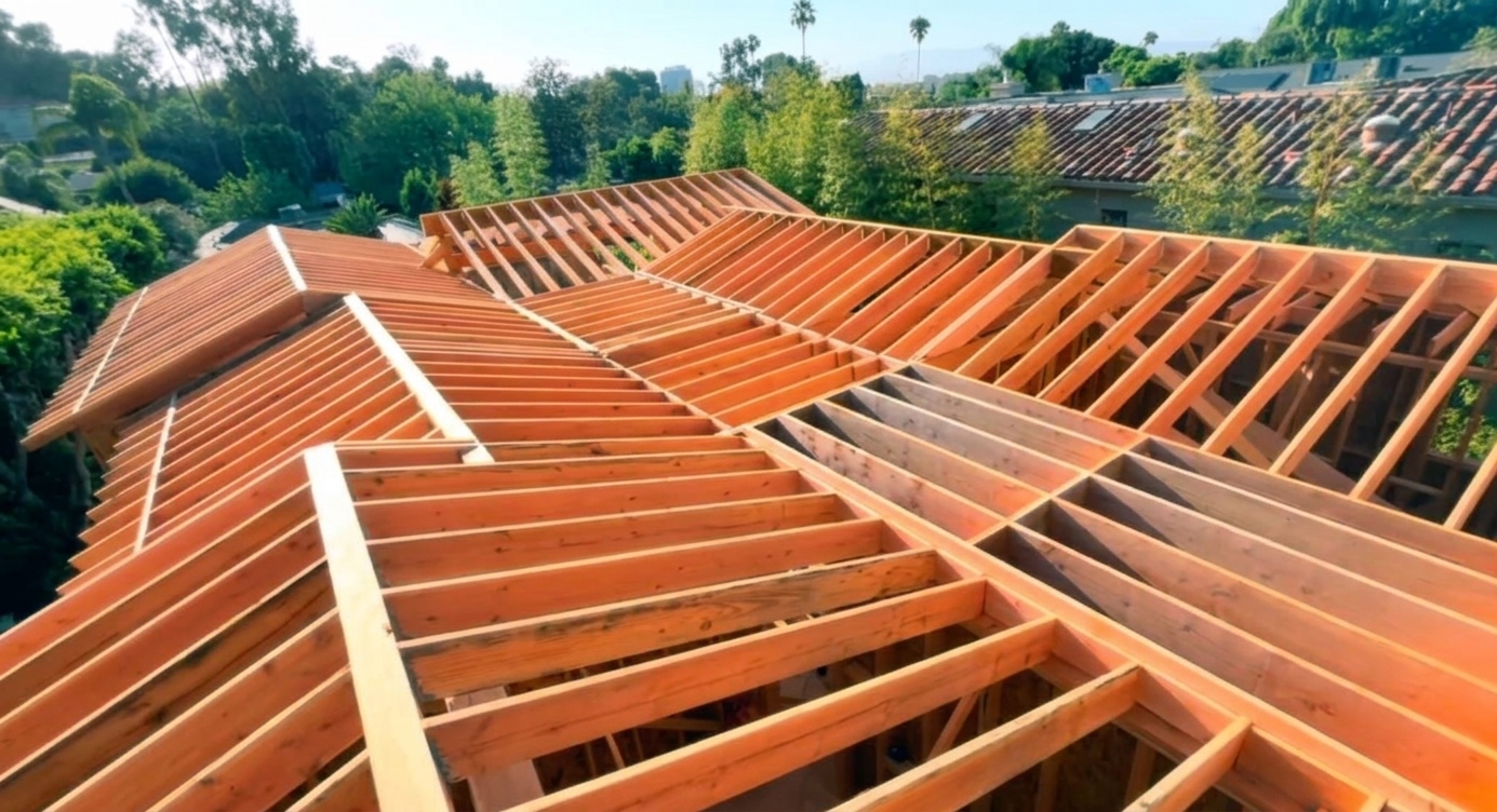 Large wood beam installation